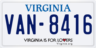 VA license plate VAN8416