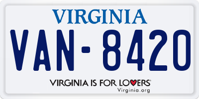 VA license plate VAN8420