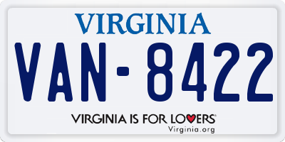 VA license plate VAN8422