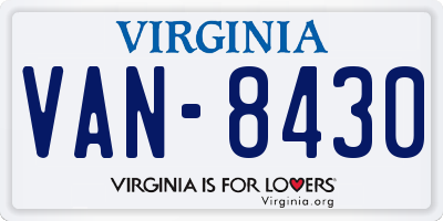 VA license plate VAN8430