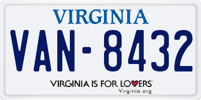 VA license plate VAN8432