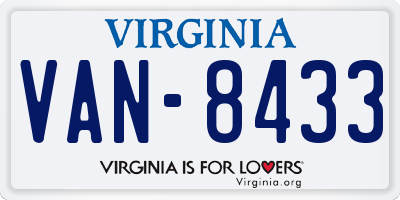 VA license plate VAN8433