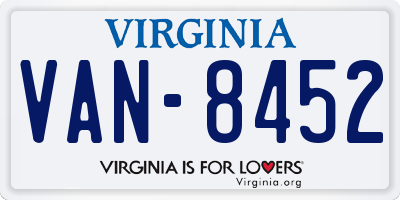 VA license plate VAN8452