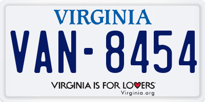 VA license plate VAN8454