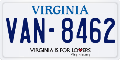 VA license plate VAN8462