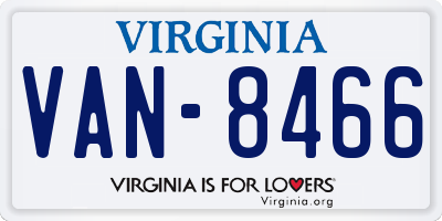 VA license plate VAN8466