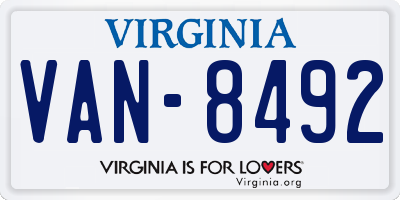 VA license plate VAN8492