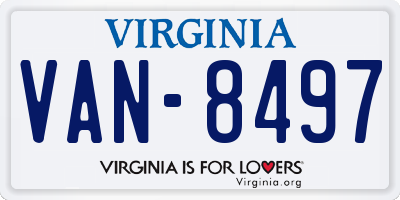 VA license plate VAN8497