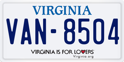 VA license plate VAN8504