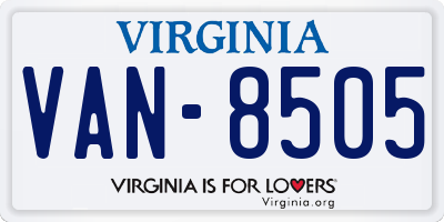 VA license plate VAN8505