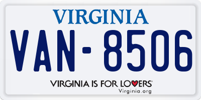 VA license plate VAN8506