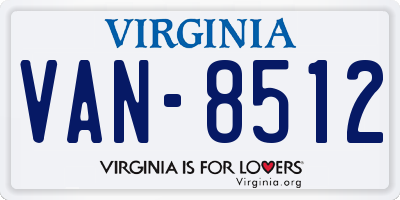 VA license plate VAN8512