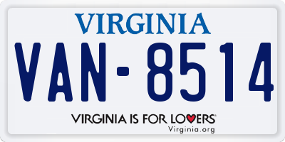 VA license plate VAN8514