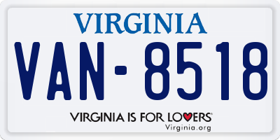 VA license plate VAN8518