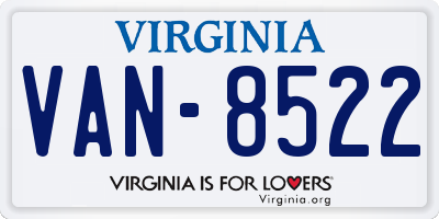 VA license plate VAN8522