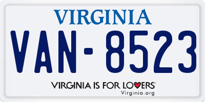 VA license plate VAN8523