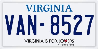 VA license plate VAN8527