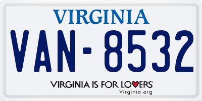 VA license plate VAN8532