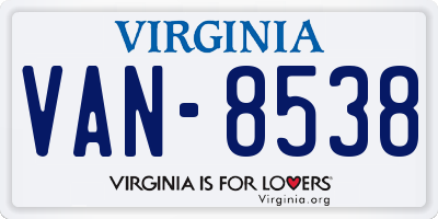 VA license plate VAN8538