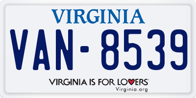 VA license plate VAN8539