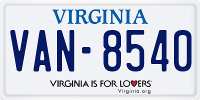 VA license plate VAN8540