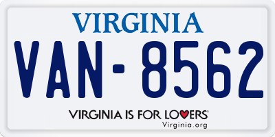 VA license plate VAN8562