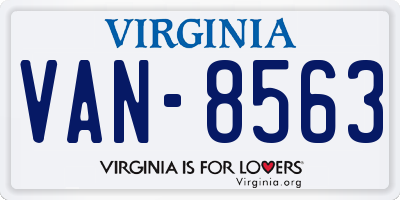 VA license plate VAN8563