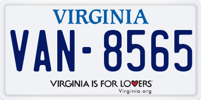 VA license plate VAN8565