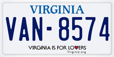 VA license plate VAN8574