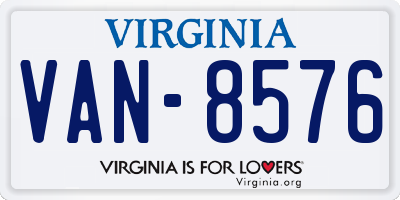 VA license plate VAN8576