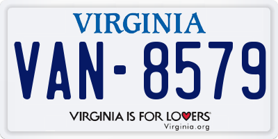 VA license plate VAN8579