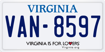 VA license plate VAN8597