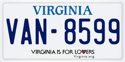 VA license plate VAN8599