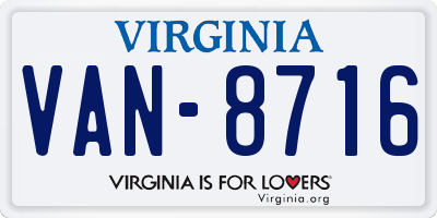 VA license plate VAN8716