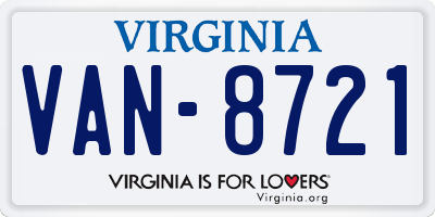 VA license plate VAN8721