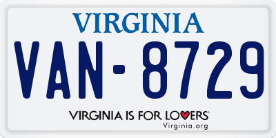 VA license plate VAN8729