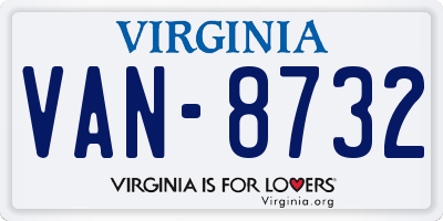 VA license plate VAN8732