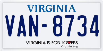 VA license plate VAN8734