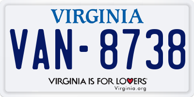 VA license plate VAN8738