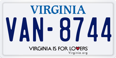 VA license plate VAN8744