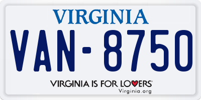 VA license plate VAN8750