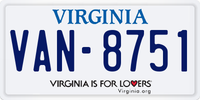 VA license plate VAN8751