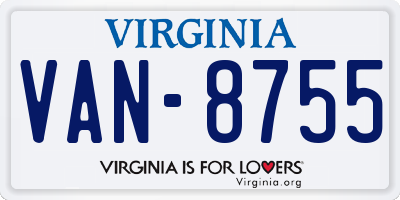 VA license plate VAN8755