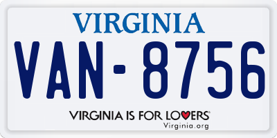 VA license plate VAN8756