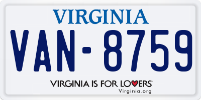 VA license plate VAN8759