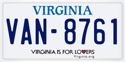 VA license plate VAN8761