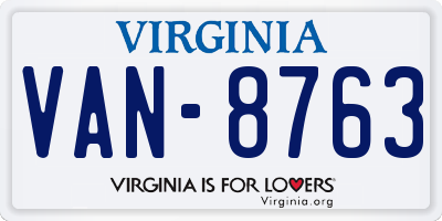 VA license plate VAN8763