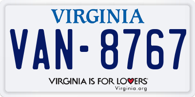 VA license plate VAN8767