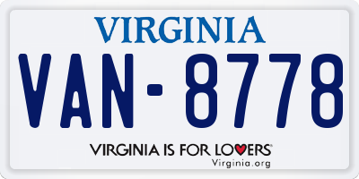 VA license plate VAN8778