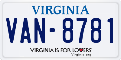 VA license plate VAN8781